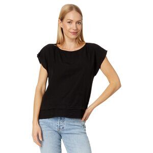 Mod-o-doc Tencel Short Sleeve Wide Neck Double-Layer Blouse Black XS (US 0-2)